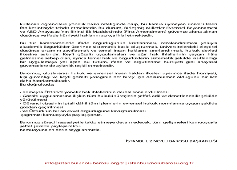 KAMUOYUNA SAYGIYLA DUYURULUR