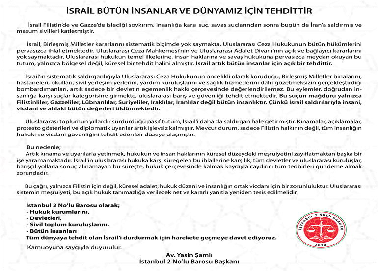 BASINA VE KAMUOYUNA SAYGIYLA DUYURULUR