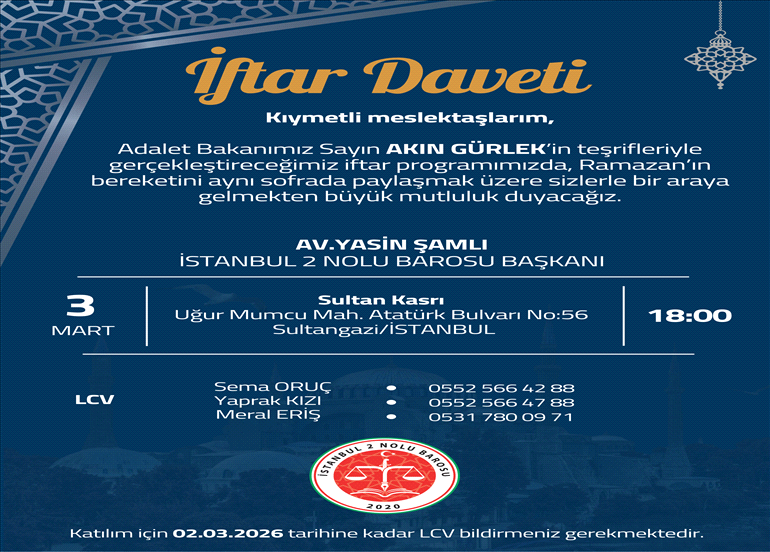 İFTAR PROGRAMINA DAVET
